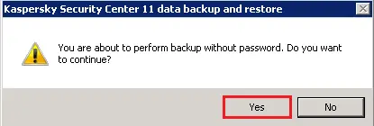 Kaspersky perform backup without password 