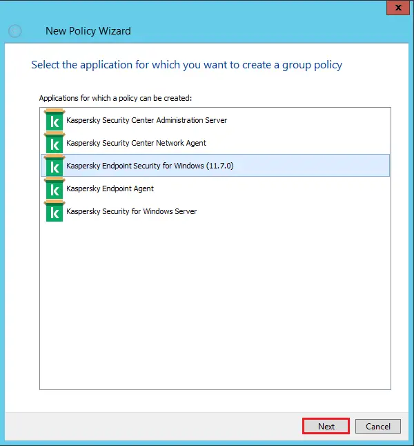 Kaspersky policy wizard application