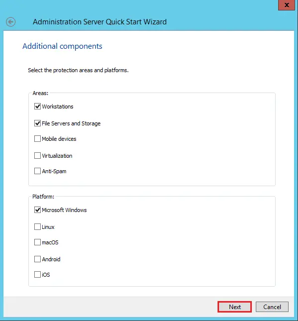 Kaspersky quick start additional components