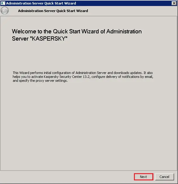 Kaspersky quick start wizard