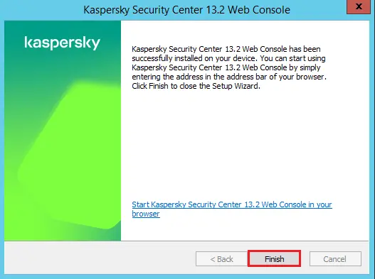 Kaspersky web console installed