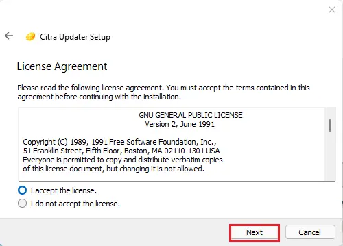 License agreement Citra