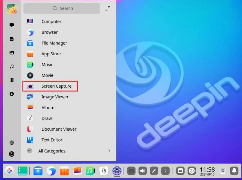 Menu Deepin Linux