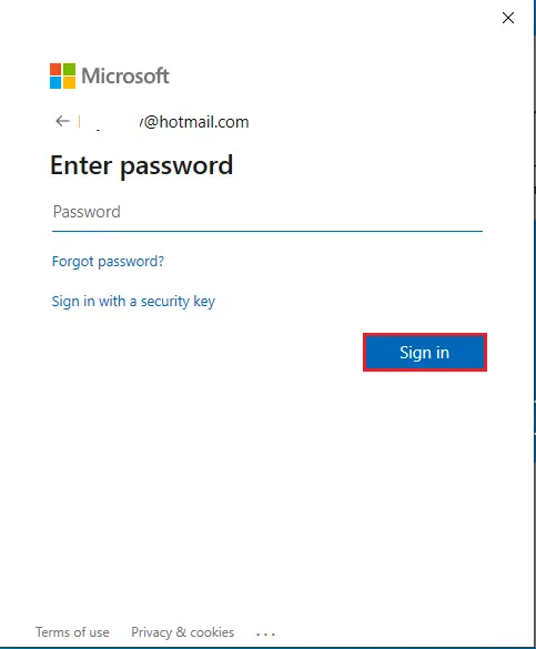 Microsoft account credentials