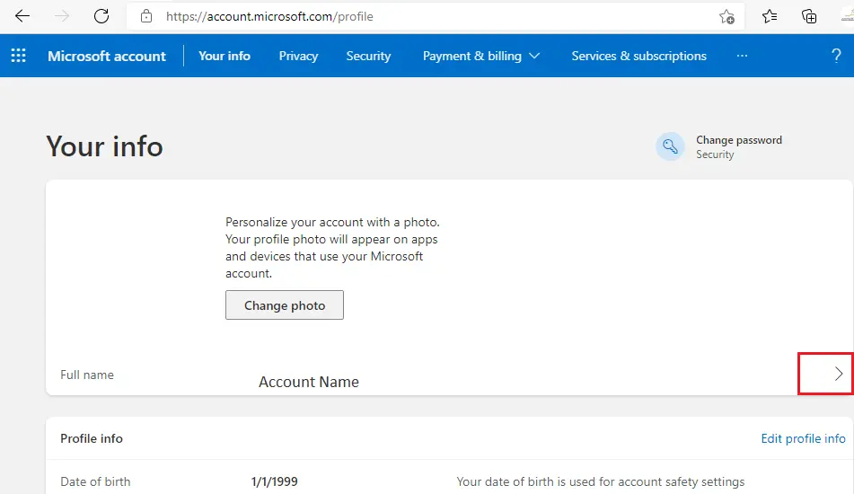 Microsoft account user info