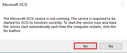 Microsoft iSCSI service is not running