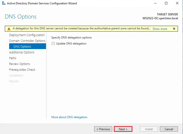 Migrate active directory server DNS options