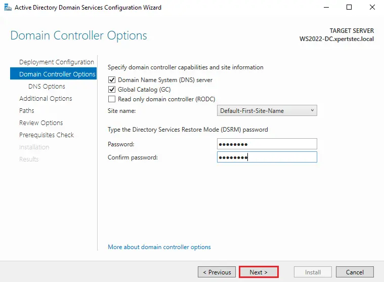 Migrate domain controller options