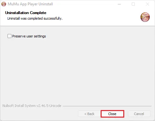 MuMu Player successfully uninstalled