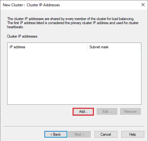 NLB cluster IP addresses