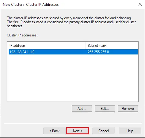 NLB new cluster IP address