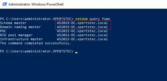 Netdom query fsmo PowerShell