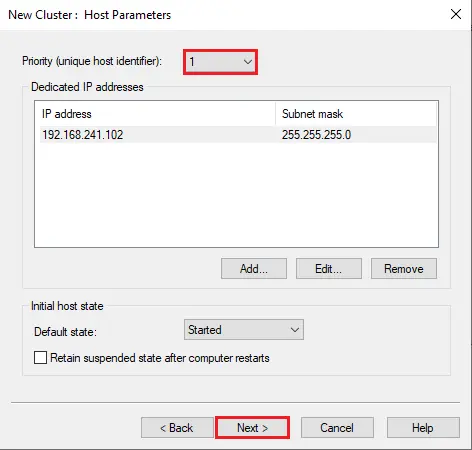 Network load balancing host priority