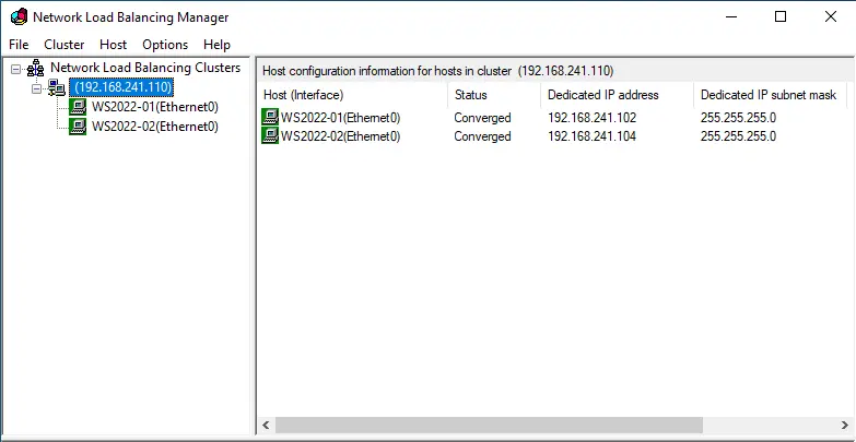 Network load balancing manager hosts