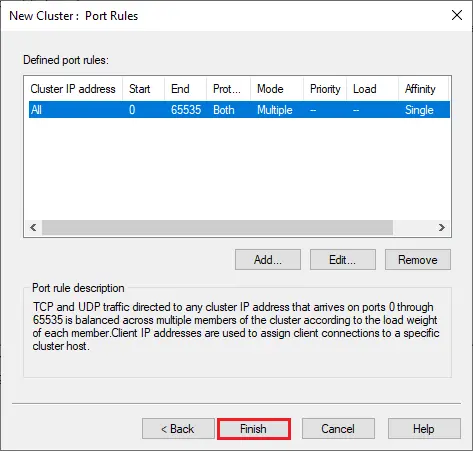 New cluster port rules