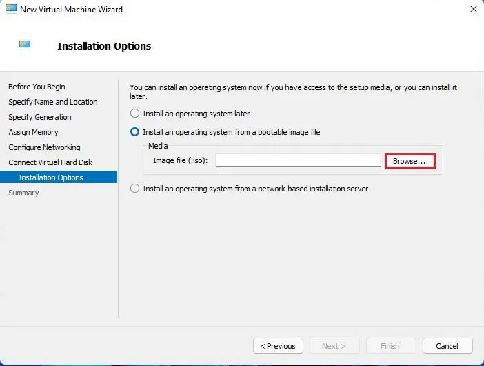 New virtual machine installation options