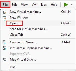 Open virtual machine workstation