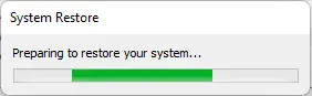 Preparing to restore system,
