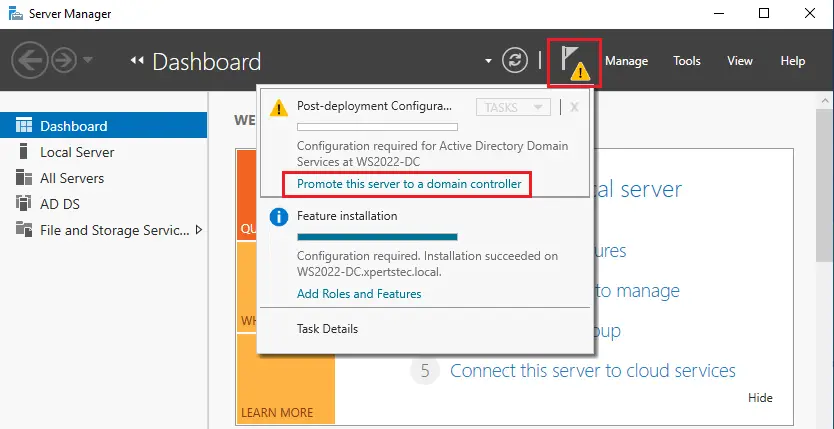 Promote this server to a domain controller