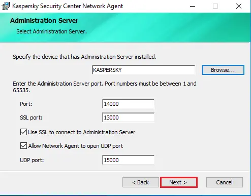 Proxy server configuration Kaspersky