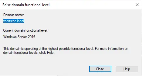 Raise domain functional level