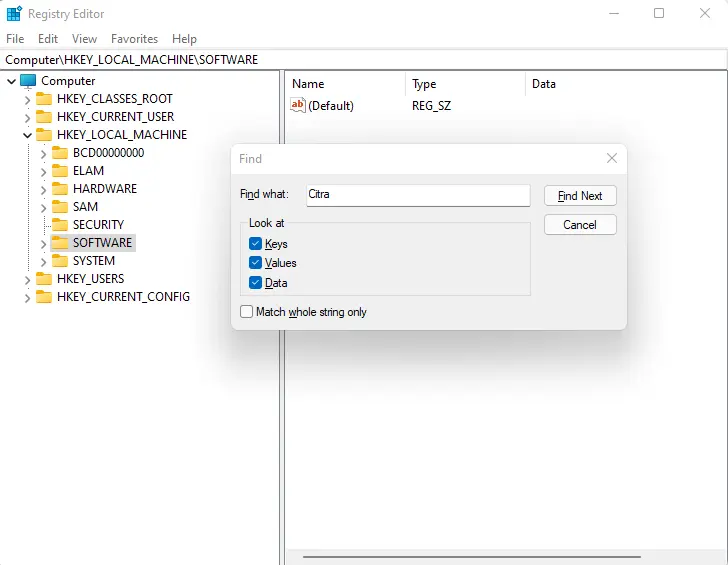 Registry editor