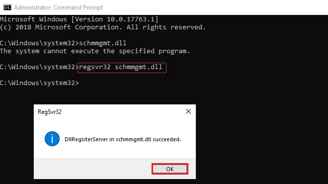 Regsvr32 schmmgmt.dll command