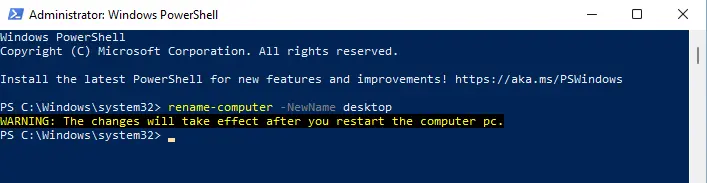 Rename-computer PowerShell