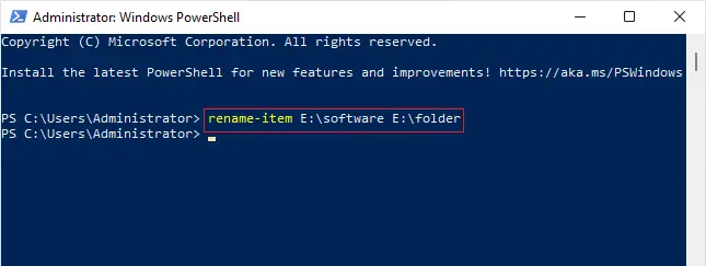 Rename item powershell command