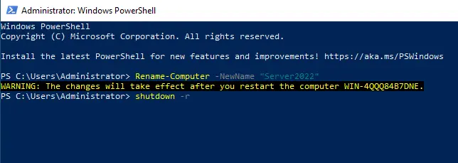 Rename server PowerShell