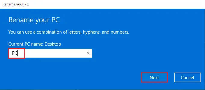 Rename your pc