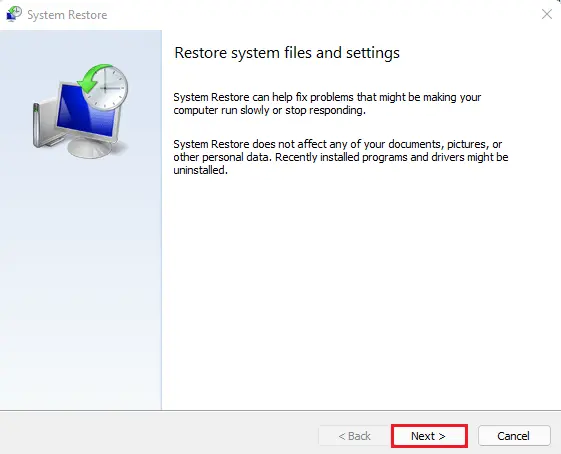 Restore system files and settings