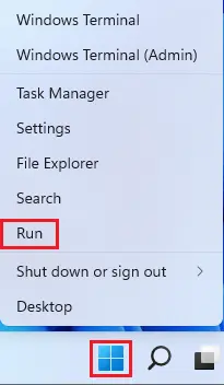 Right click windows start button