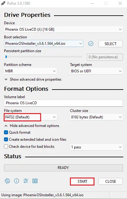 Rufus create bootable USB