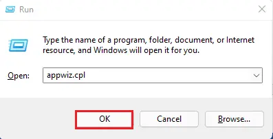 Run command appwiz.cpl