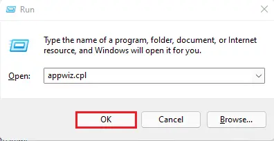 Run command appwiz.cpl