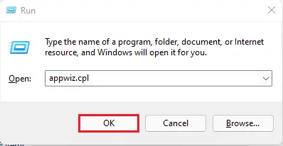 Run command appwiz.cpl