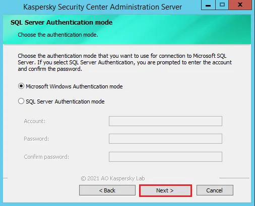 SQL Authentication Mode