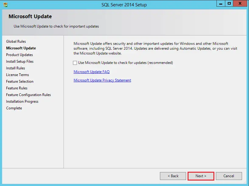 SQL Server setup