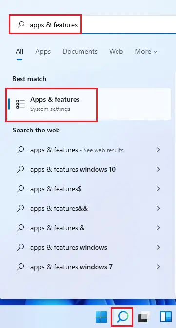 Search apps & features