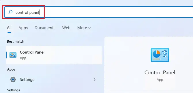 Search bar control panel