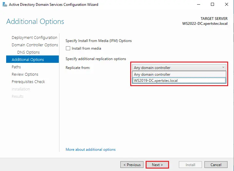 Select domain controller