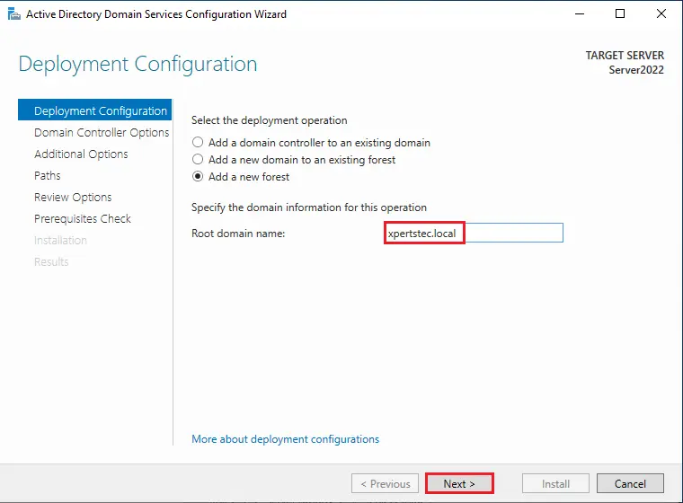 Select the Deployment Configuration