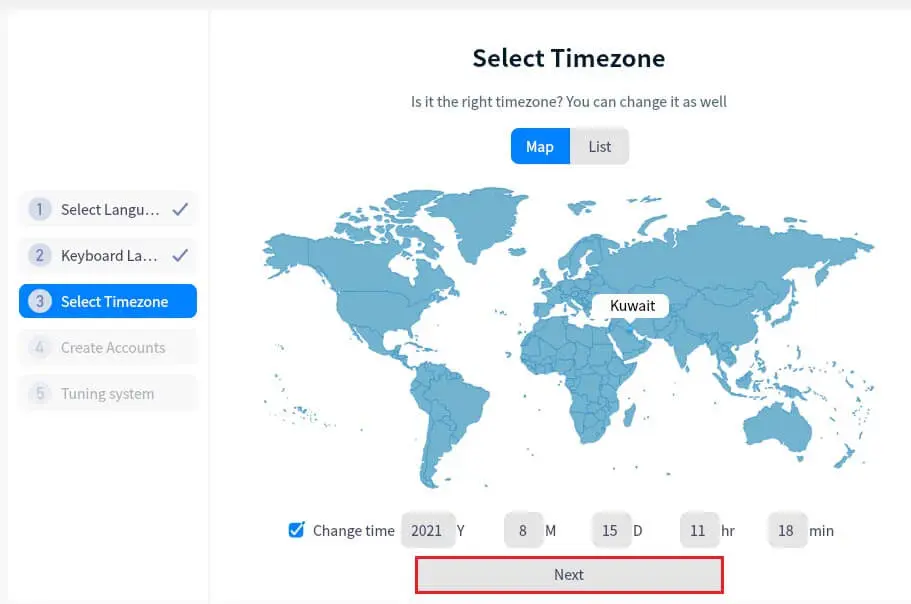 Select timezone deepin linux