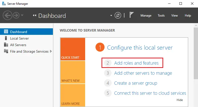 Server Manager Dashboard