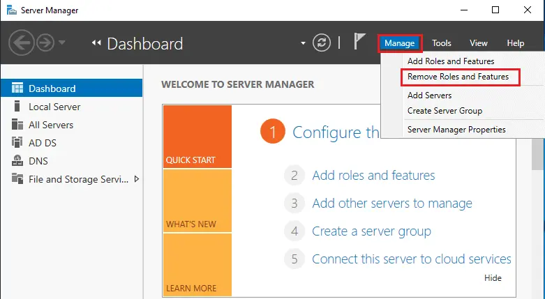 Server manager manage