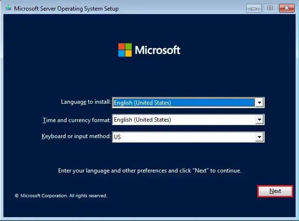 Server operating system setup