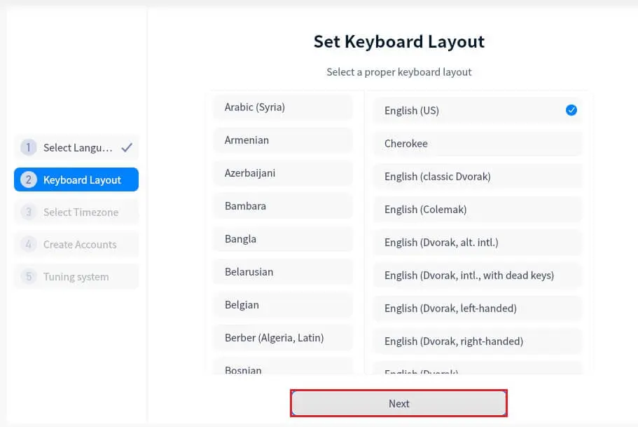 Set keyboard layout deepin OS