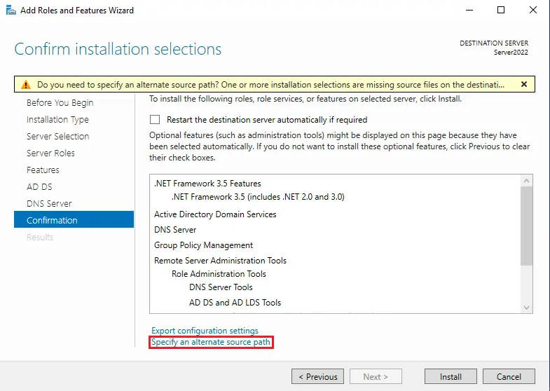 Specify alternate source path