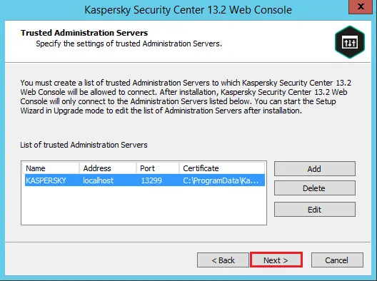 Specifying trusted Administration Servers